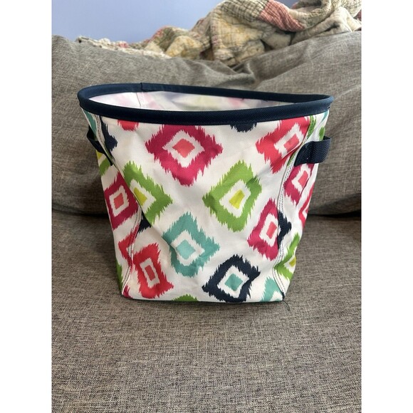 Thirty One Mini Storage Bin In Candy Corners Collapsible Handles - Picture 1 of 10